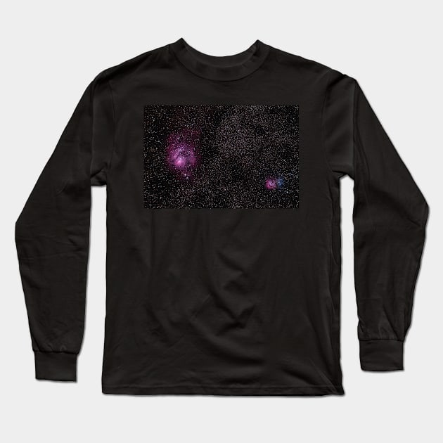 The Lagoon and Trifid Nebula Long Sleeve T-Shirt by Sidetrakn